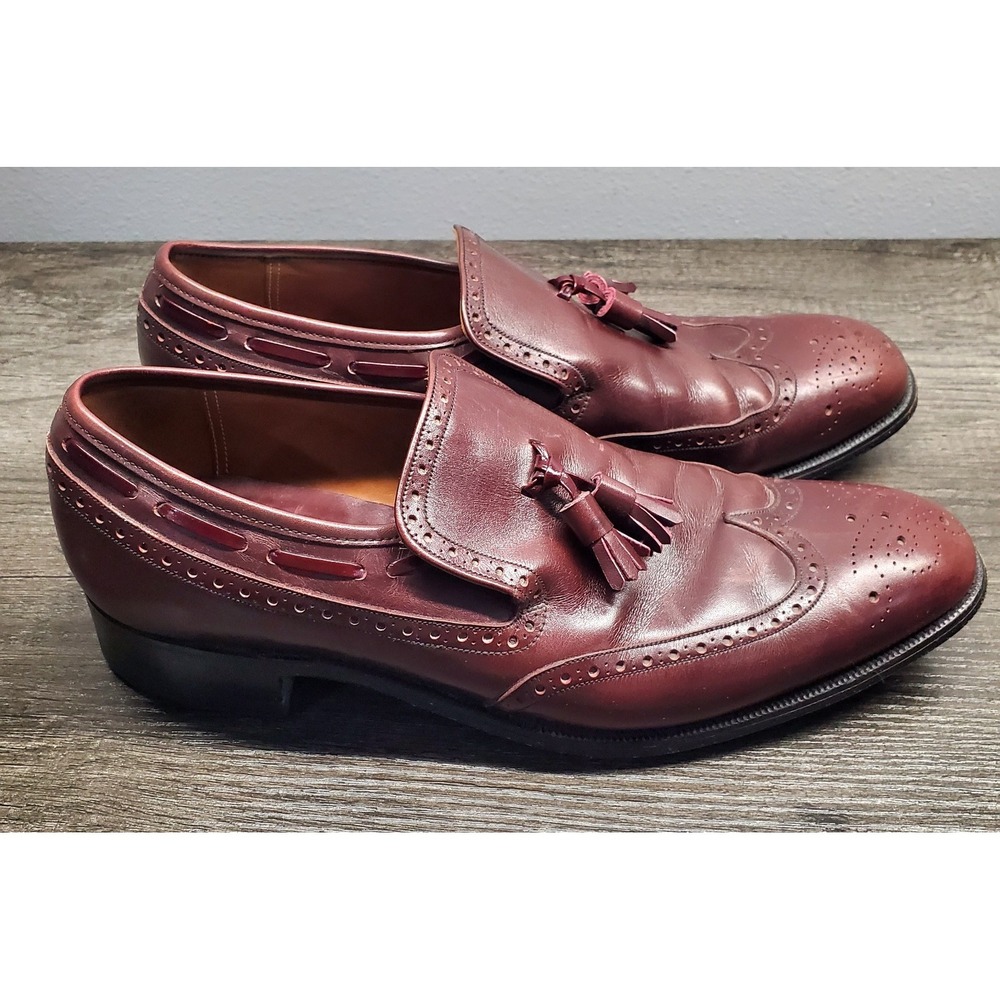Cheaney Of England Mens 11 Dress Shoes  Burgundy Leather Tassel Loafers EUC